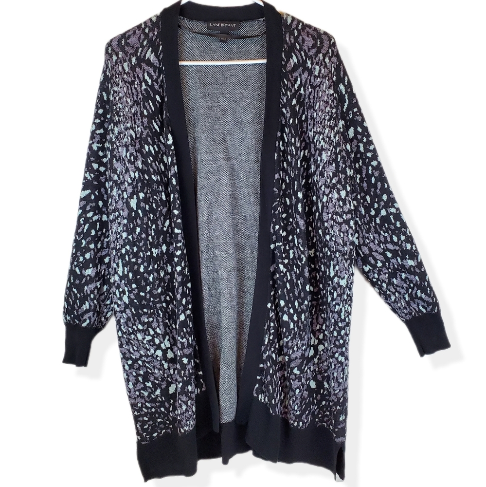 Lane Bryant Open Front Animal Print Duster Sweater Size 18/20 Womens Knit Tinsel